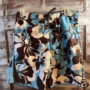 Speedo Men's Swim Trunks - Blue and Brown Floral